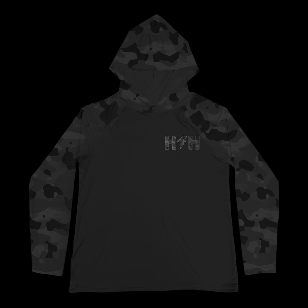Heroes For Humanity | Black Camo UV Hooded Shirt