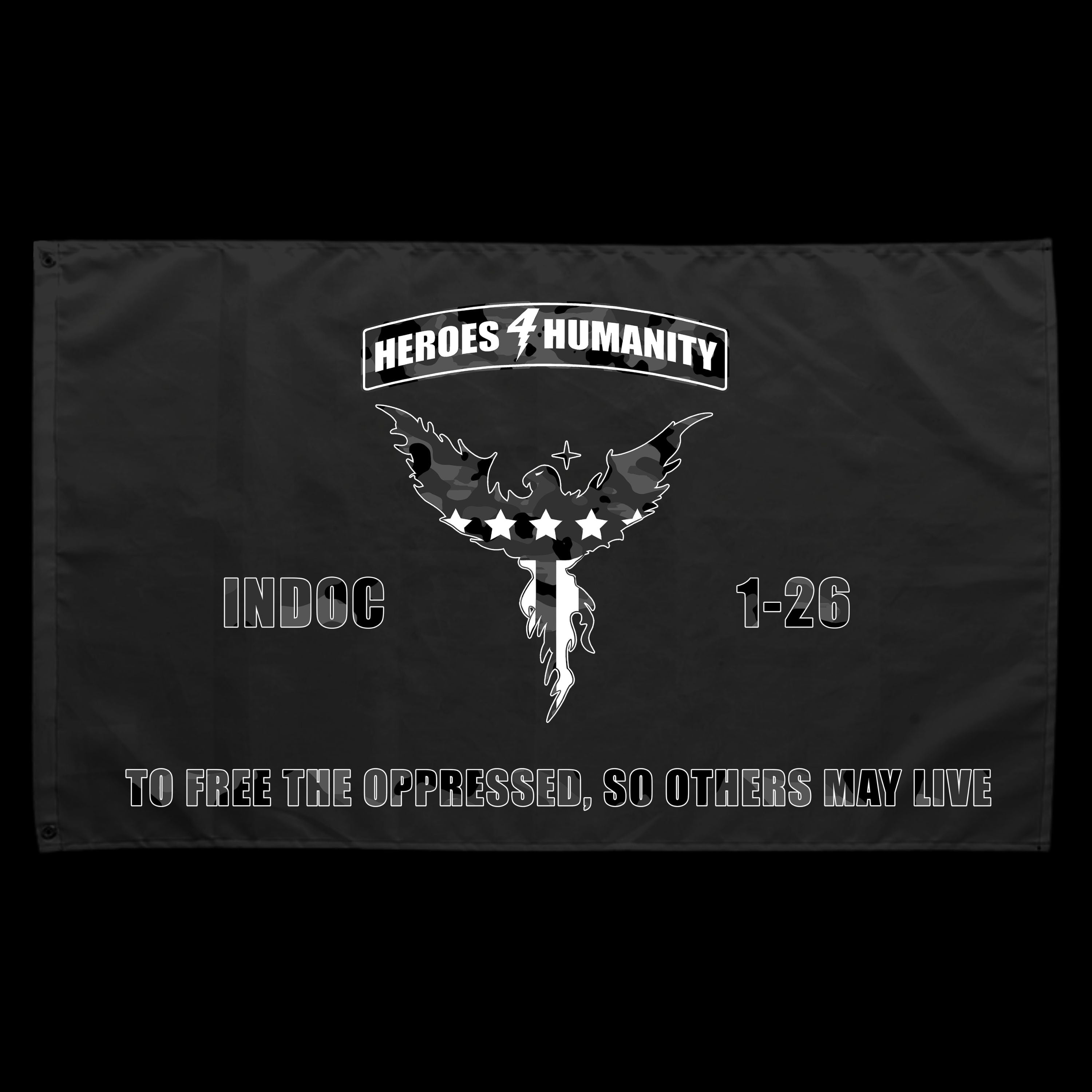 Heroes For Humanity Black Camo Flag