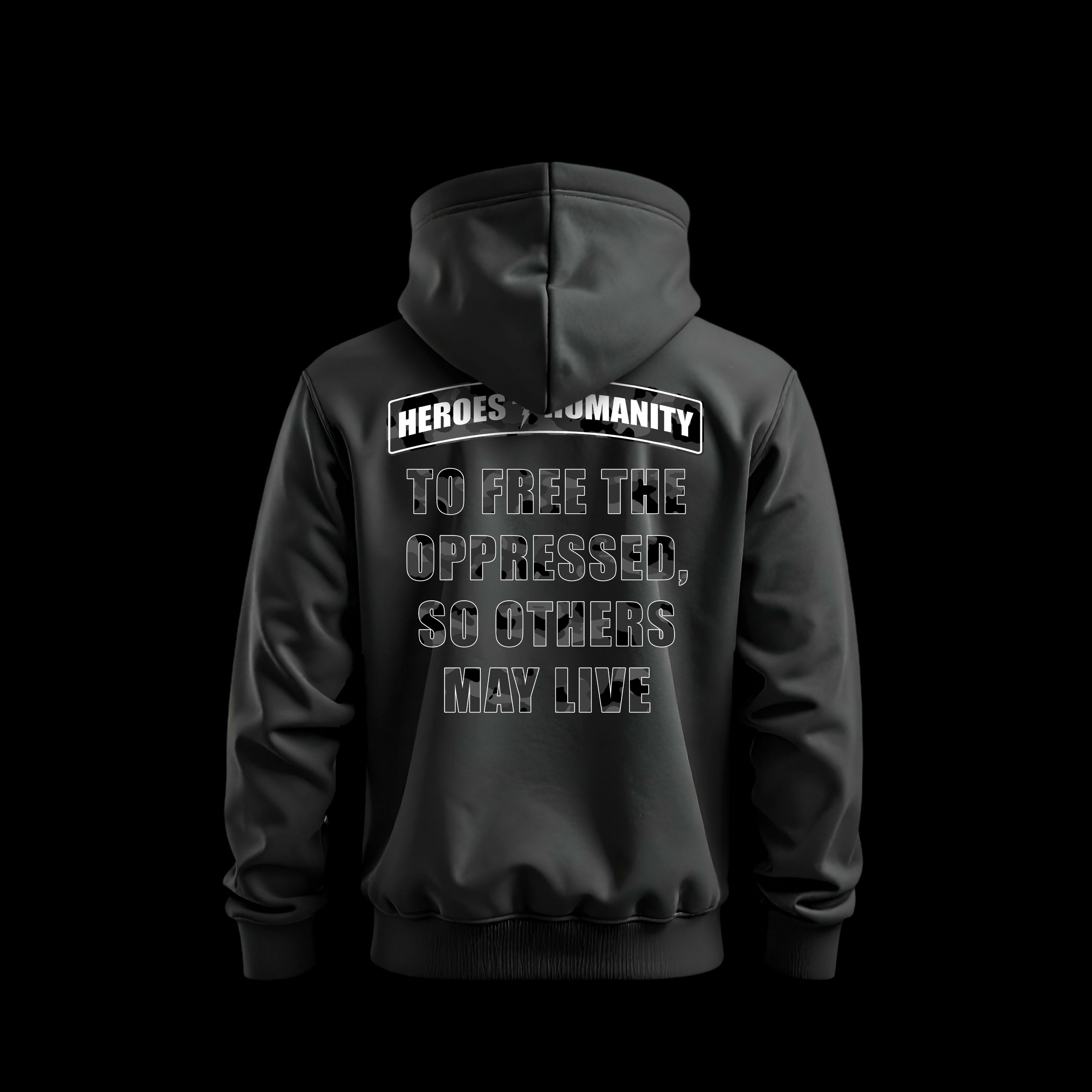 Heroes For Humanity | Black Camo Hoodie